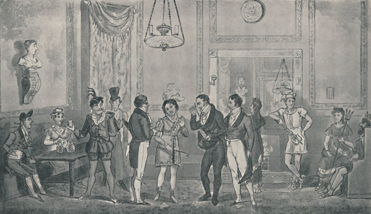 El Cuarto Verde en el Teatro Drury Lane, 1821 de Isaac, Robert and George Cruikshank