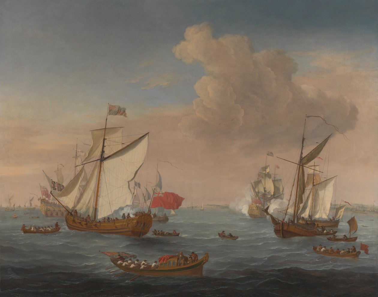Barcos en el estuario del Támesis, cerca de Sheerness de Isaac Sailmaker
