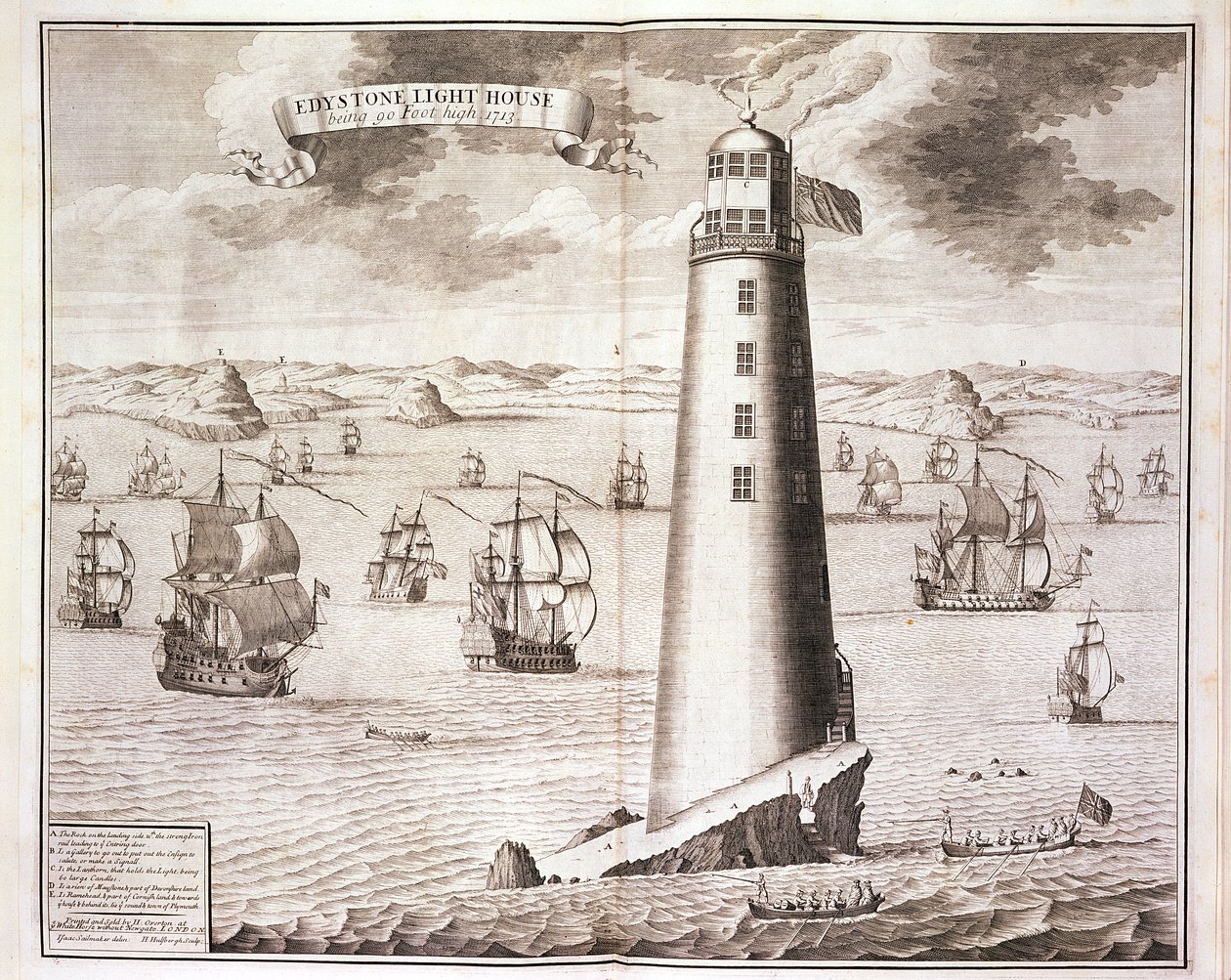 El faro de Eddystone, grabado por Hendrick Hulsbergh, 1713 de Isaac Sailmaker