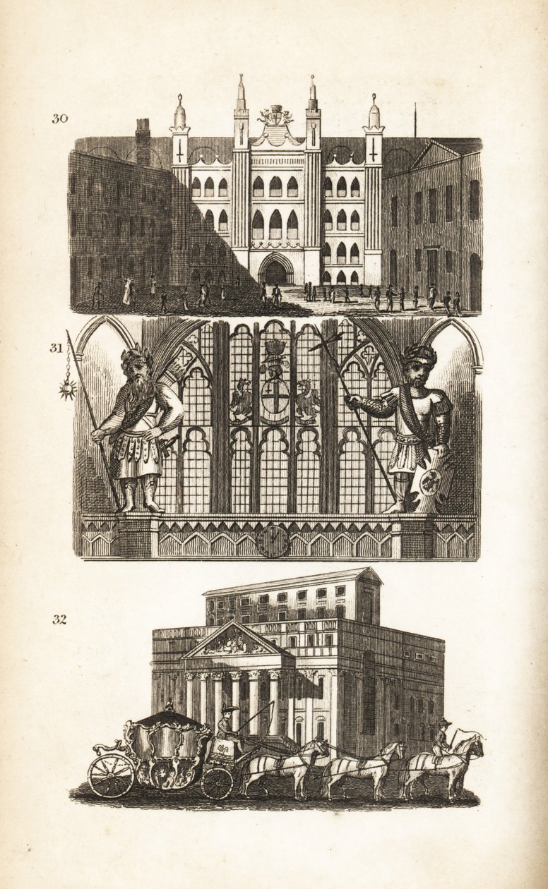 Guildhall de Londres, Gog y Magog y la Mansion House de Isaac Taylor