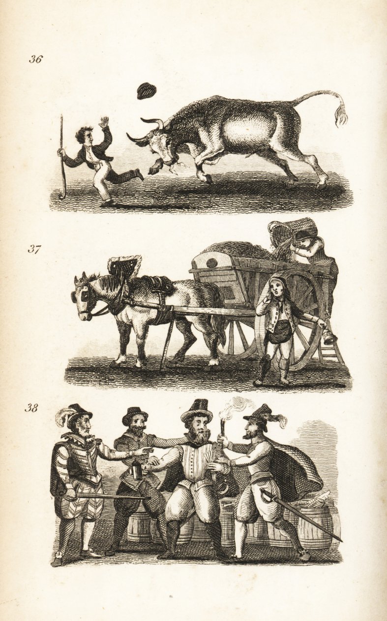 El buey enfurecido, el basurero y la captura de Guy Fawkes de Isaac Taylor