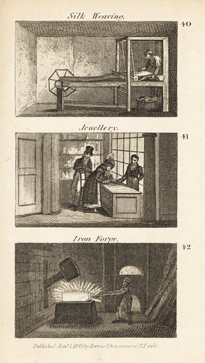 Oficios en la Inglaterra de la Regencia: tejido de seda, joyería y forja de hierro de Isaac Taylor