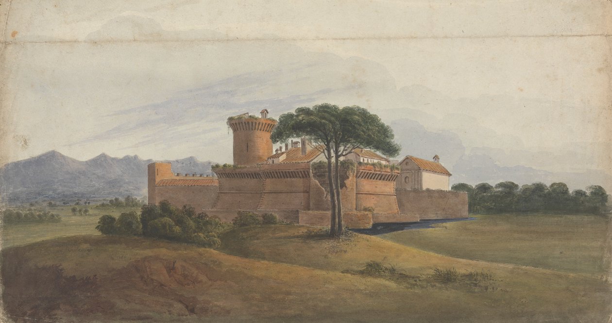 Castillo de Ostia con montañas a lo lejos de Isaac Weld