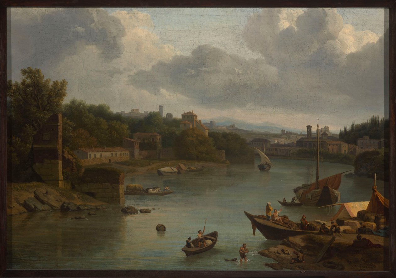 Vista del Tíber desde el sur - Ripa Grande de Isaac de Moucheron