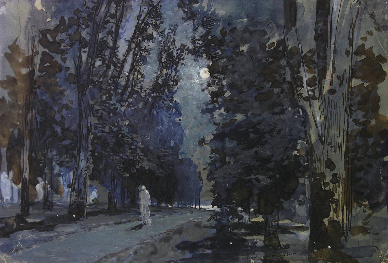 Las sombras. Noche de luna, 1880s de Isaak Ilyich Levitan