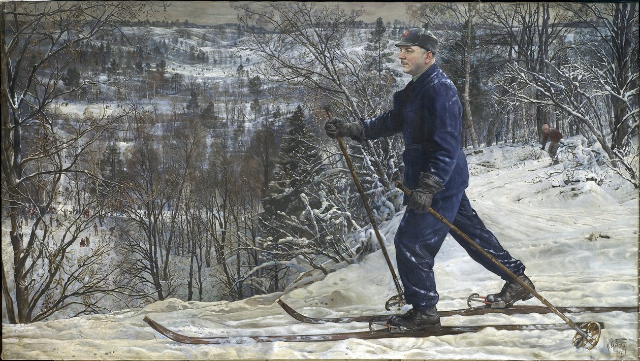 Kliment Voroshilov (1881-1969) esquiando de Isaak Israilevich Brodsky