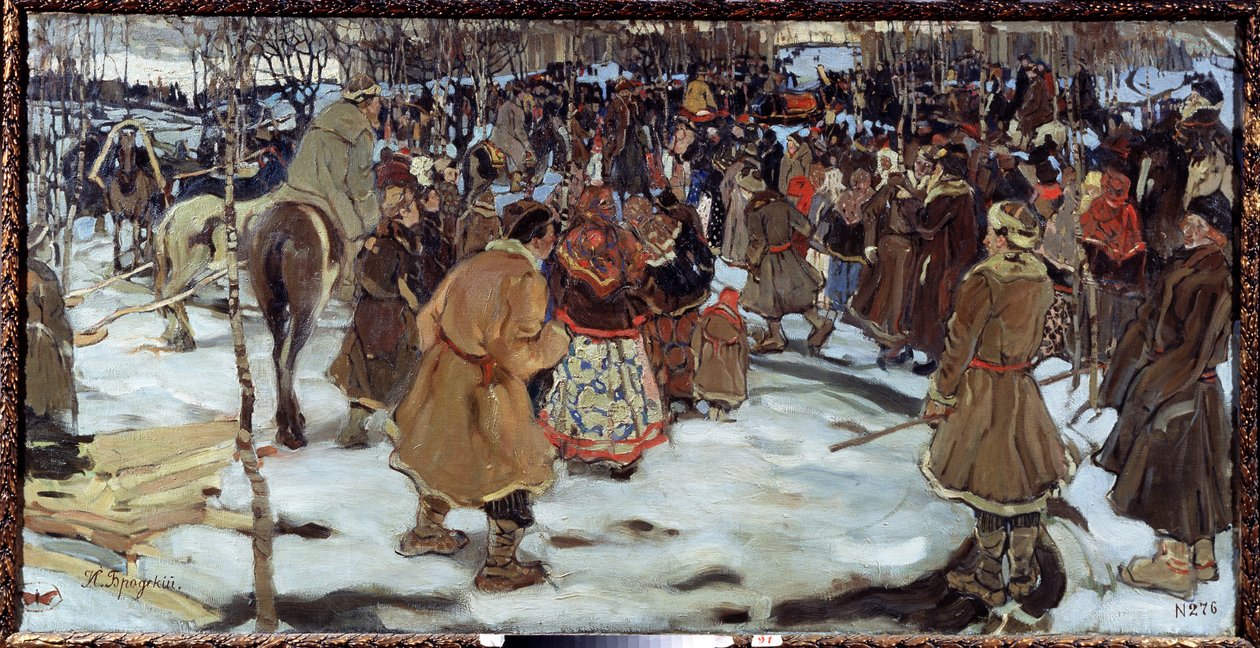 La época de los boyardos (boiard, boiar), aristócratas rusos. (La época boyarda). Pintura de Isaak Izrailevich Brodsky (Brodsky) (1884-1939). Óleo sobre tela de Isaak Israilevich Brodsky