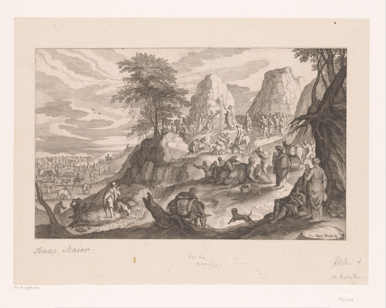 Paisaje con Moisés sacando agua de la roca de Isaak Major