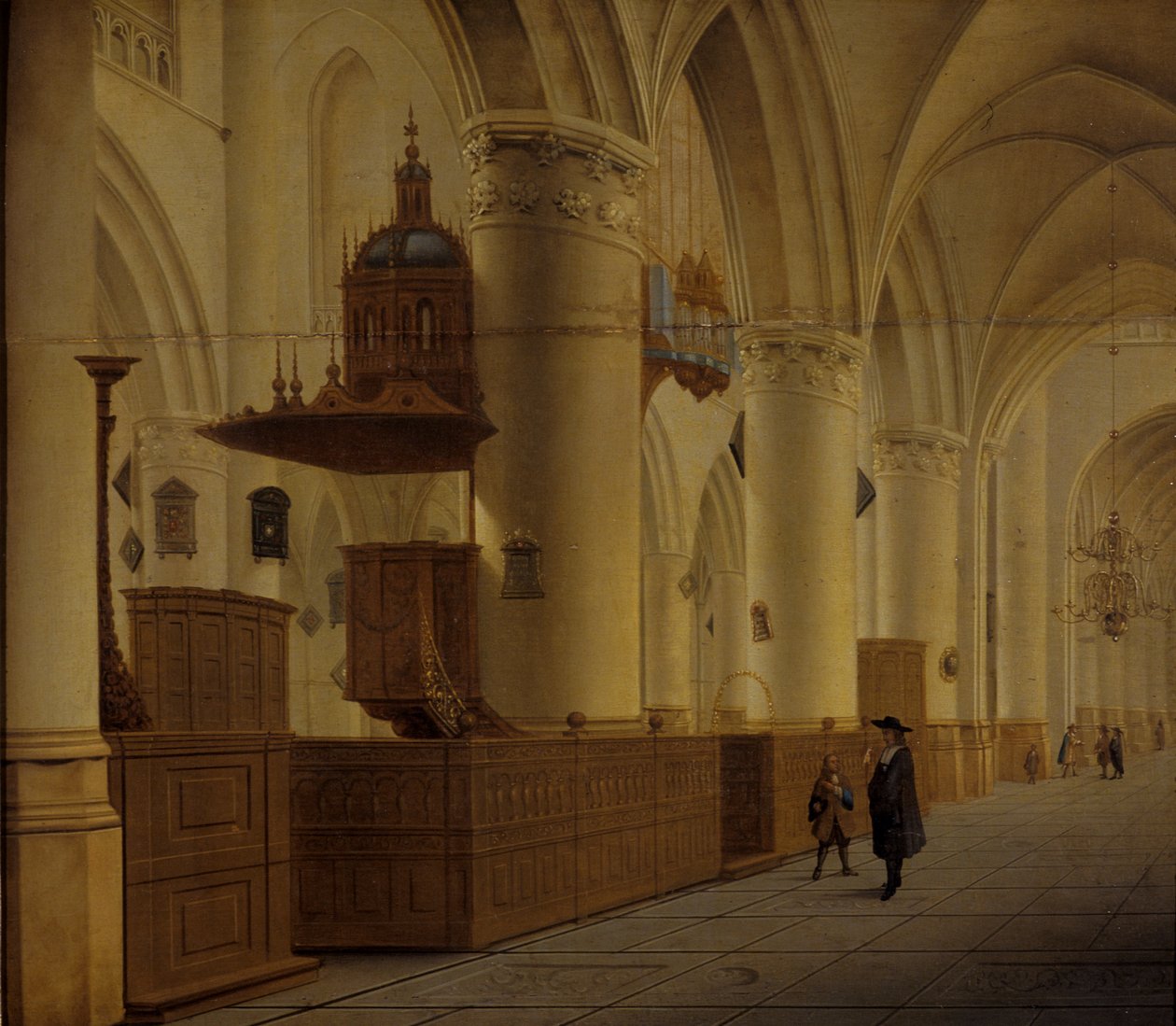 Interior de San Bavo en Haarlem de Isaak Nickelen