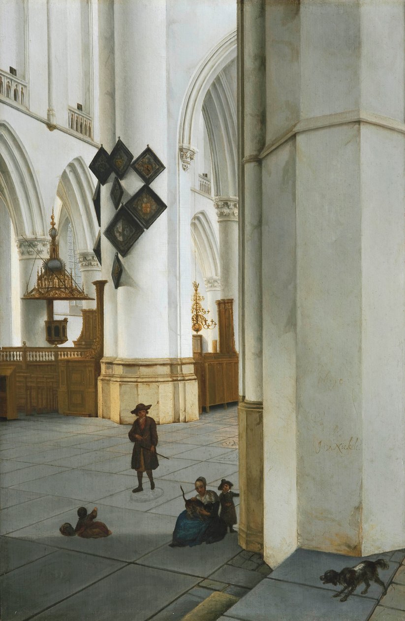 Holandés: Interieur van de St. Bavokerk te Haarlem, vista desde la Kerstmiskapel Vista interior de la iglesia de San Bavón, Haarlem de Isaak van Nickelen