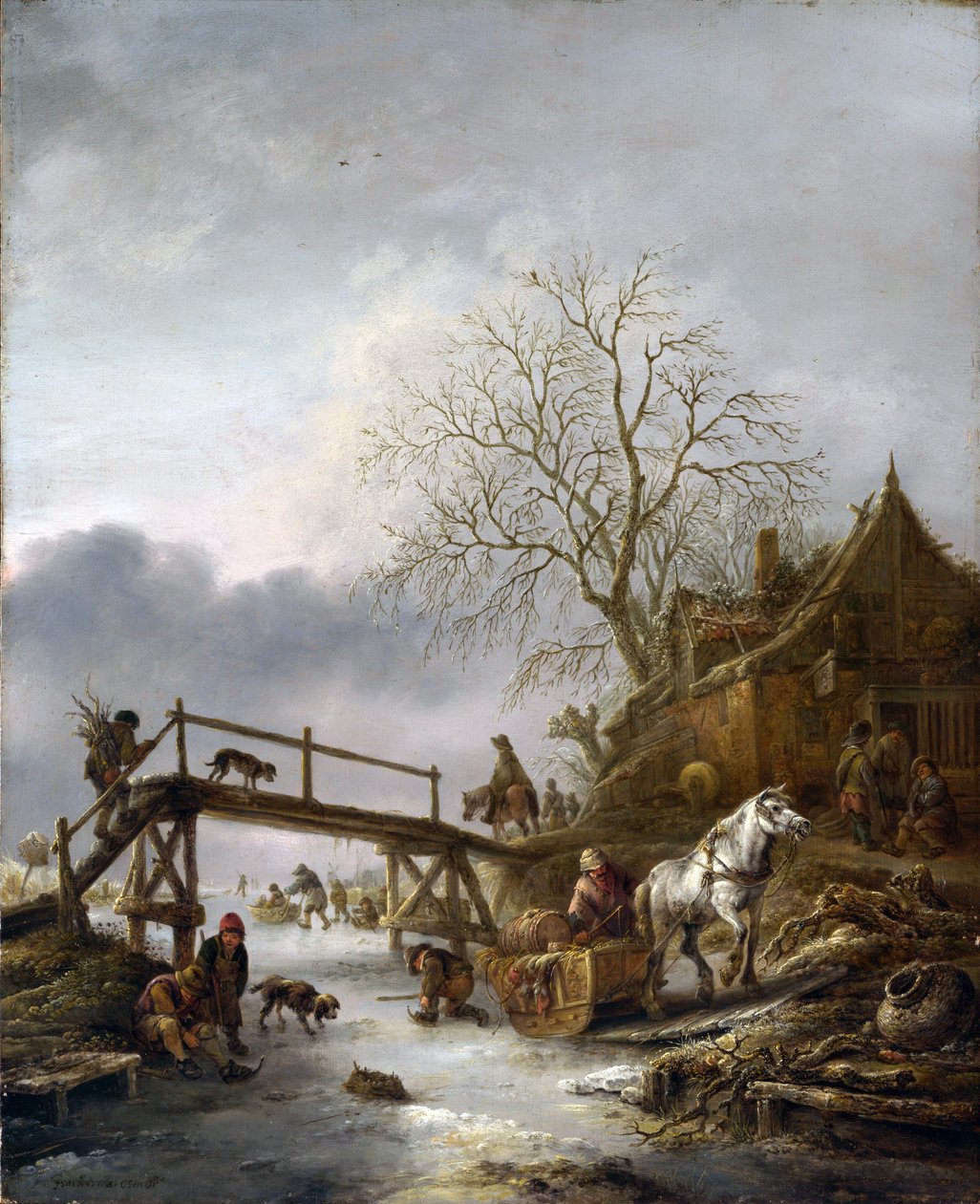 Una escena de invierno, 1640 de Isack van Ostade