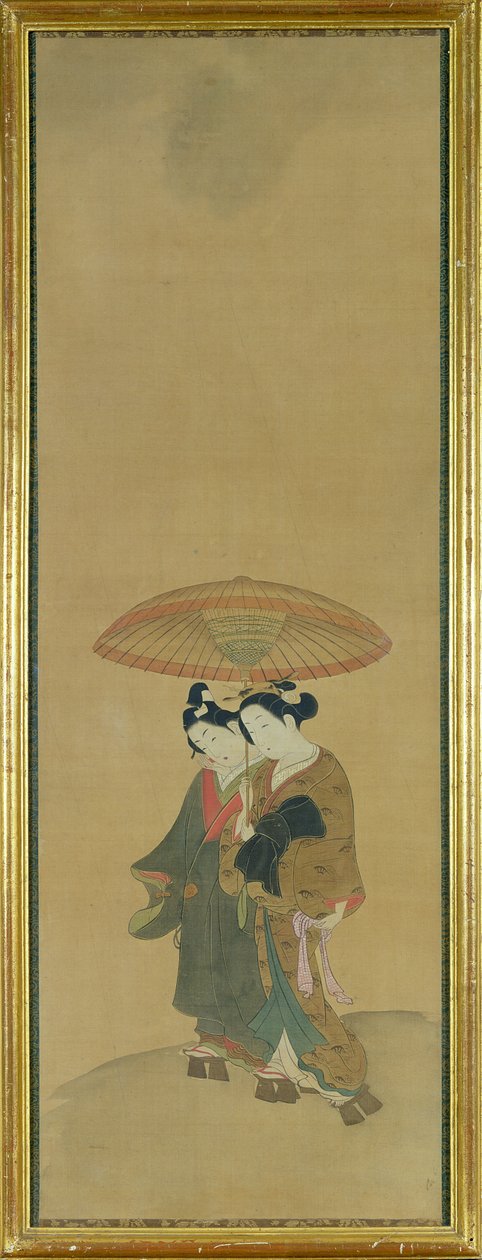 Dos amantes bajo un paraguas de Ishikawa Toyonobu