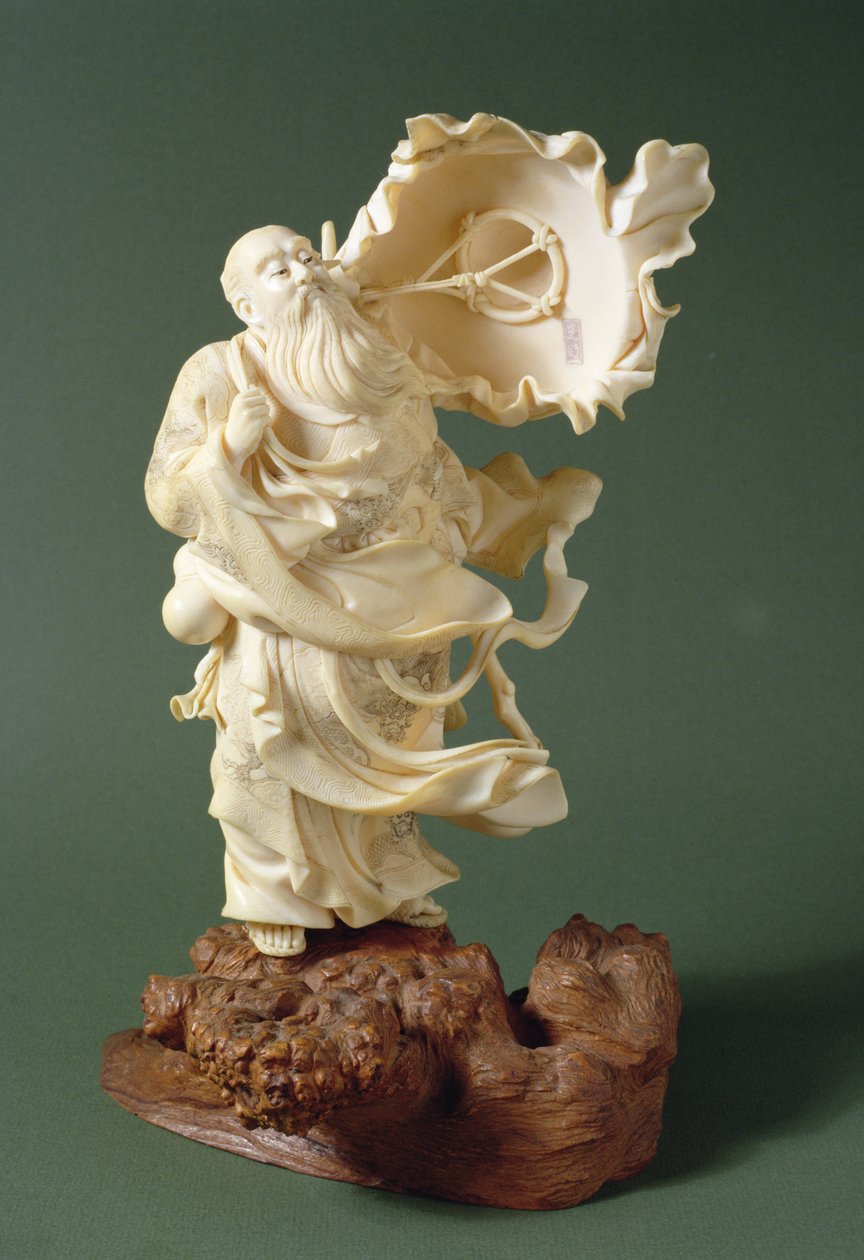 Salvia con sombrero soplador, c.1900 (marfil) de Ishikawa Komei