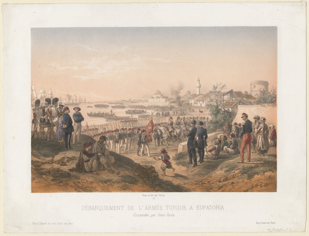 Desembarco del ejército turco en Yevpatoria bajo el mando de Omer Pasha, 1855 de Isidore Laurent Deroy