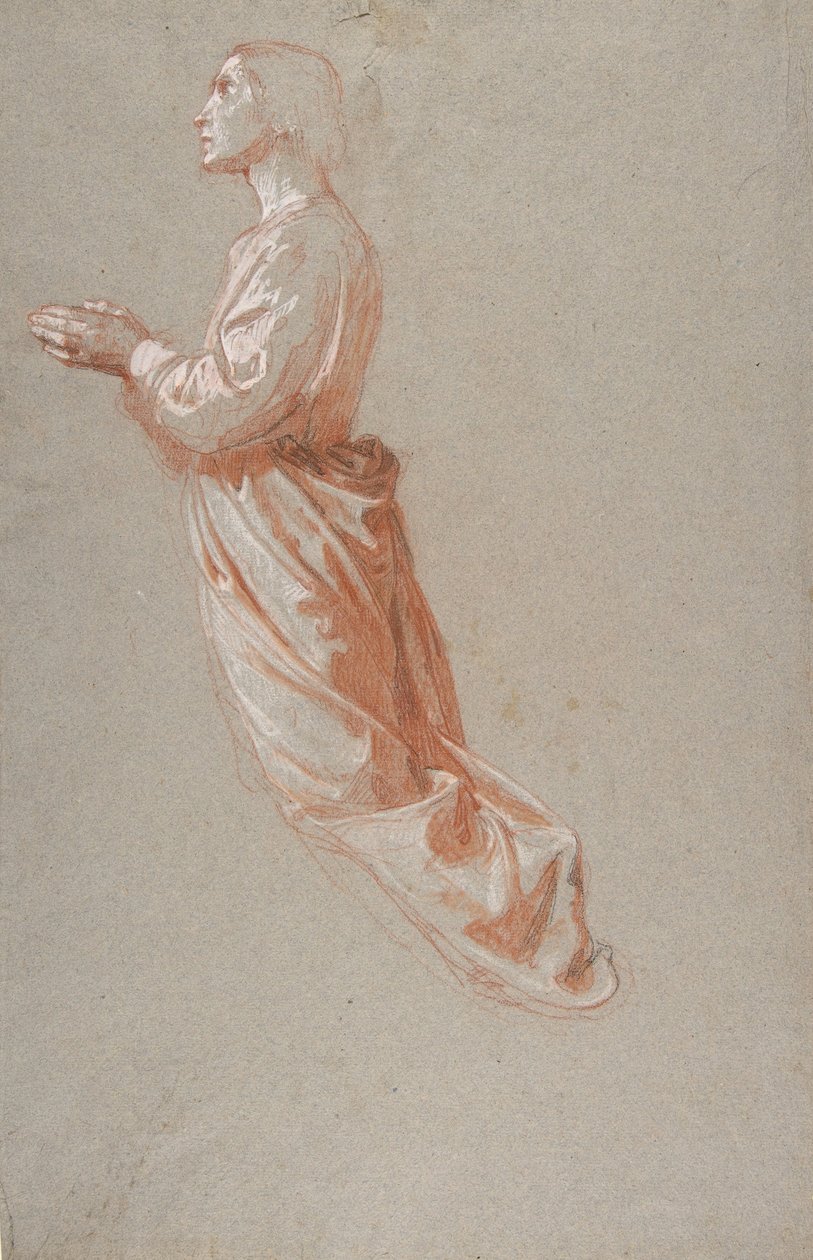 Ángel registro superior, estudio para pinturas murales en la Capilla de San Remi, Sainte-Clotilde, siglo XIX de Isidore Pils
