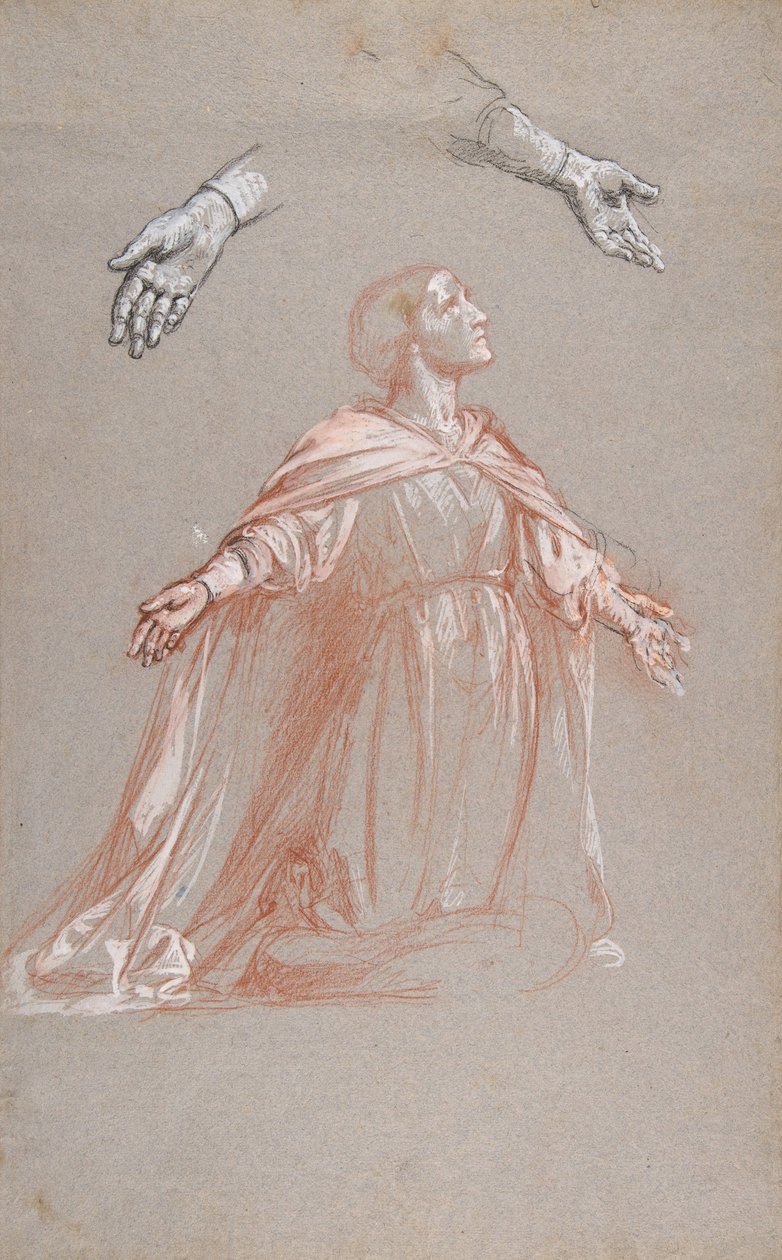 Santa Clotilde registro medio, estudio para pinturas murales en la Capilla de Saint Remi, siglo XIX de Isidore Pils