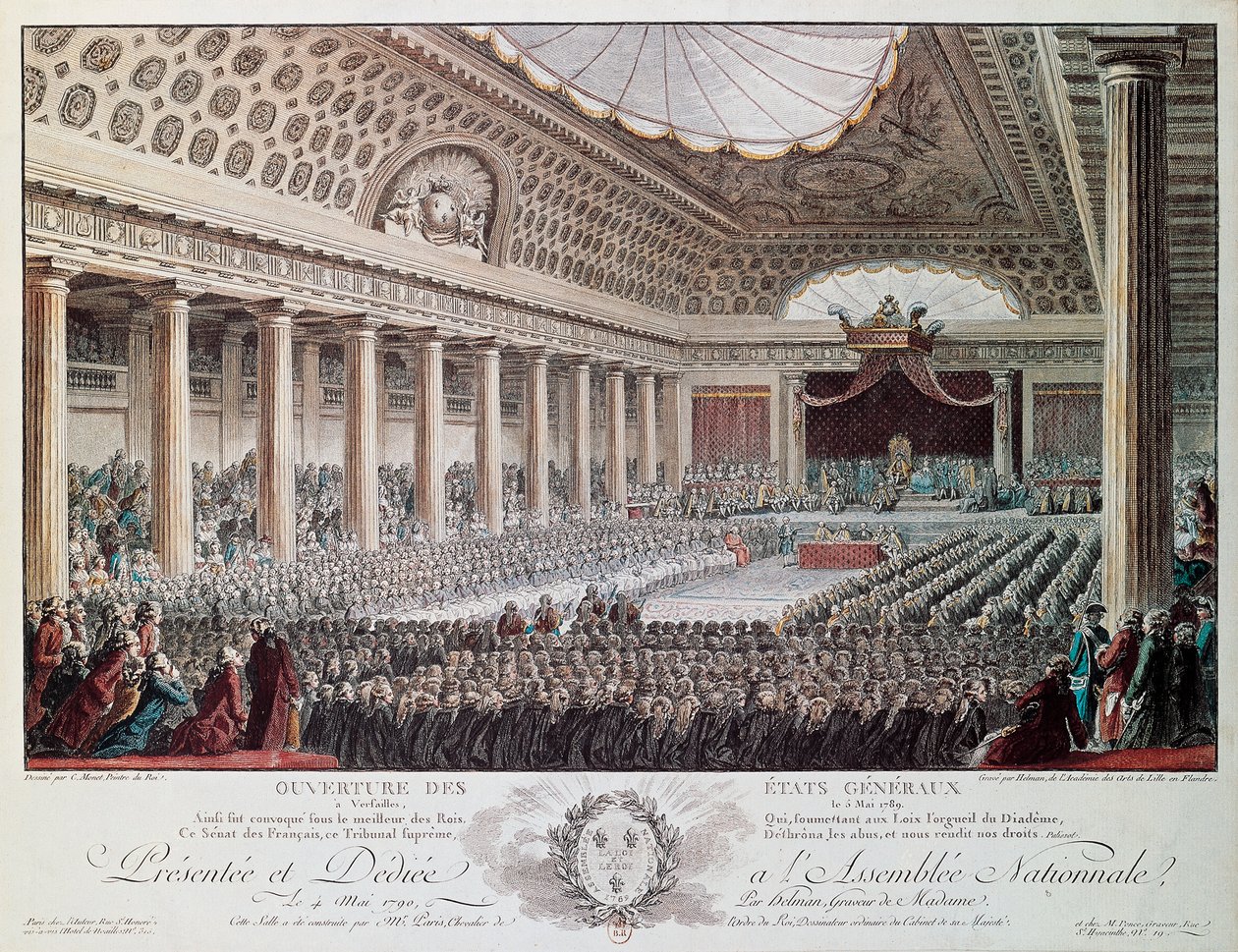 Apertura de los Estados Generales en Versalles en 1789, grabado por Helmann, Revolución Francesa, Francia de Isidore Stanislas Helman