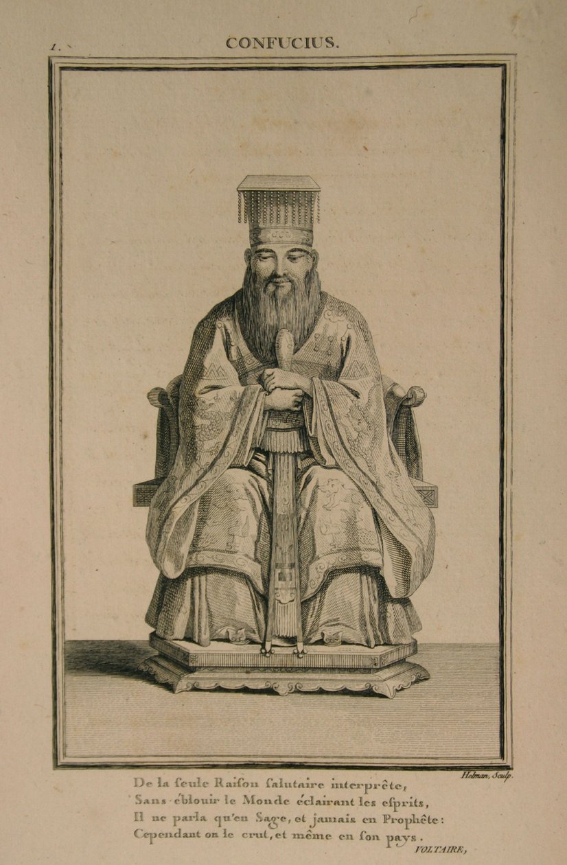 Retrato del pensador y filósofo social chino Confucio, 1788 de Isidore Stanislas Helman