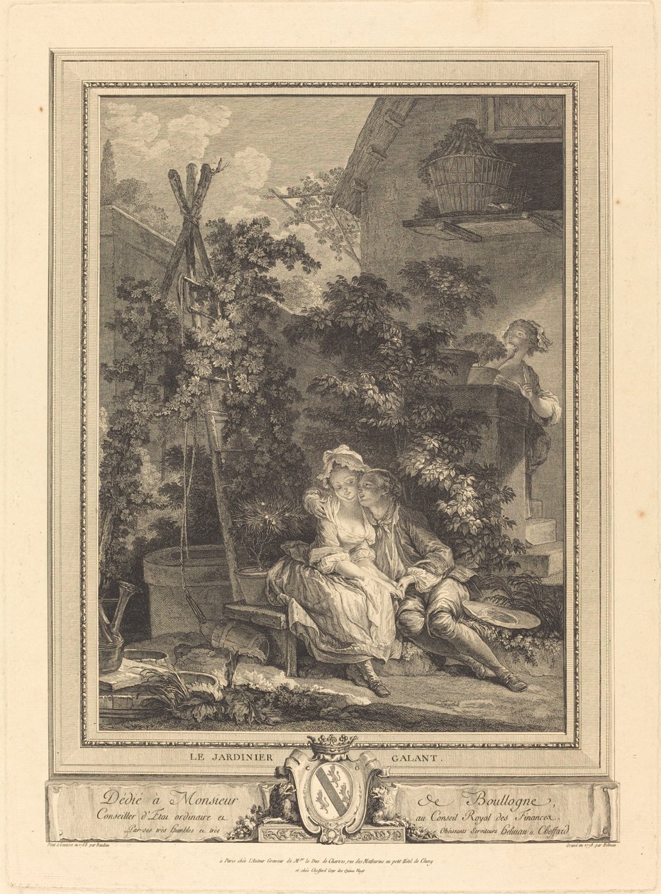 El jardinero galante de Isidore Stanislas Helman after Pierre Antoine Baudouin
