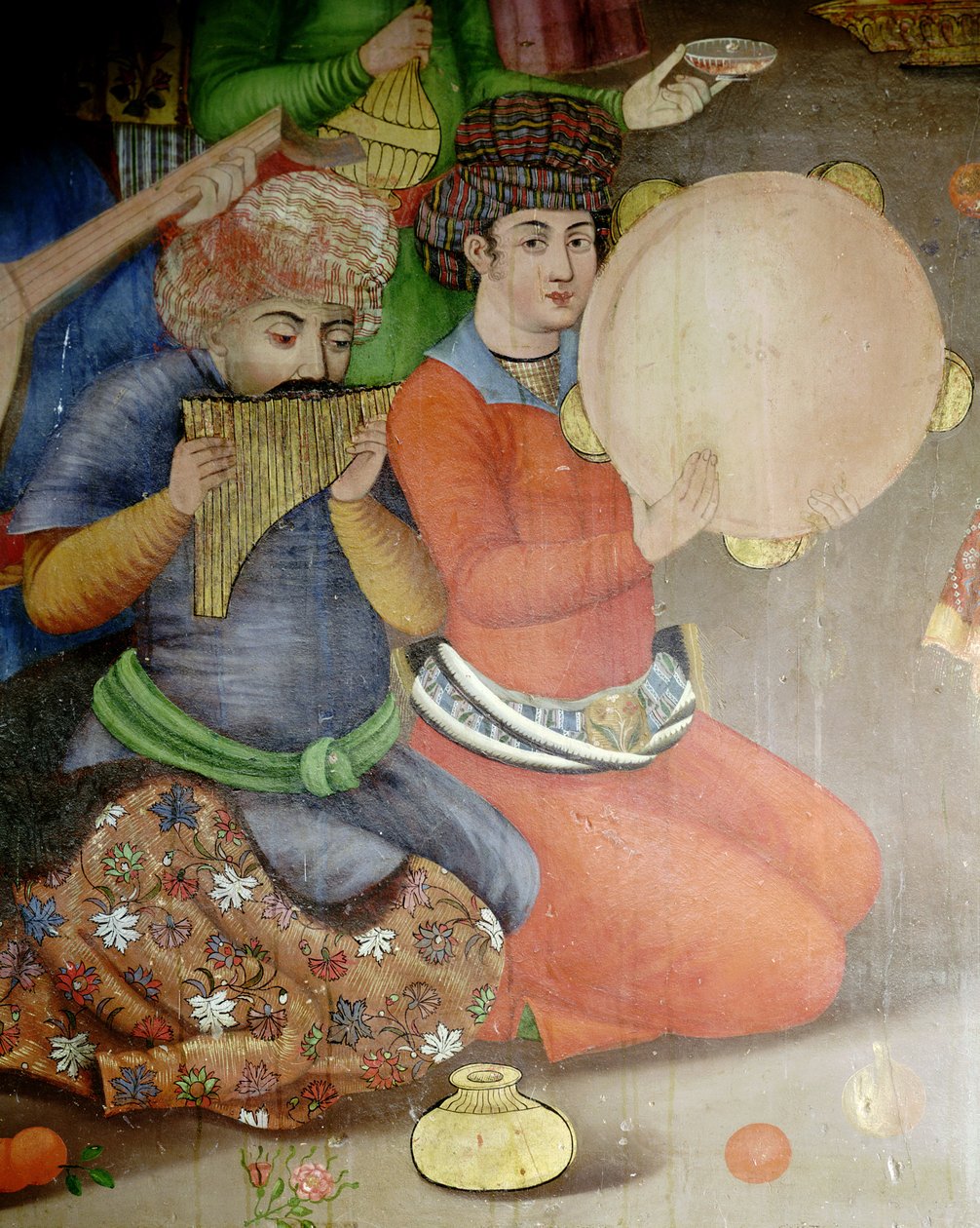 (detalle) de los músicos, de La recepción del embajador del Gran Mogol en la corte del Shah Tahmasp de Islamic School