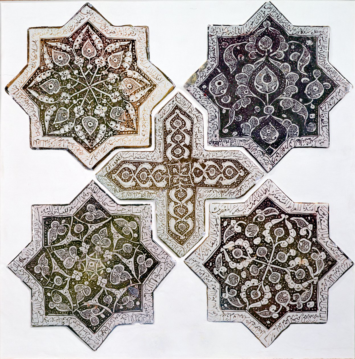 Cinco azulejos, Kashan, Irán de Islamic School