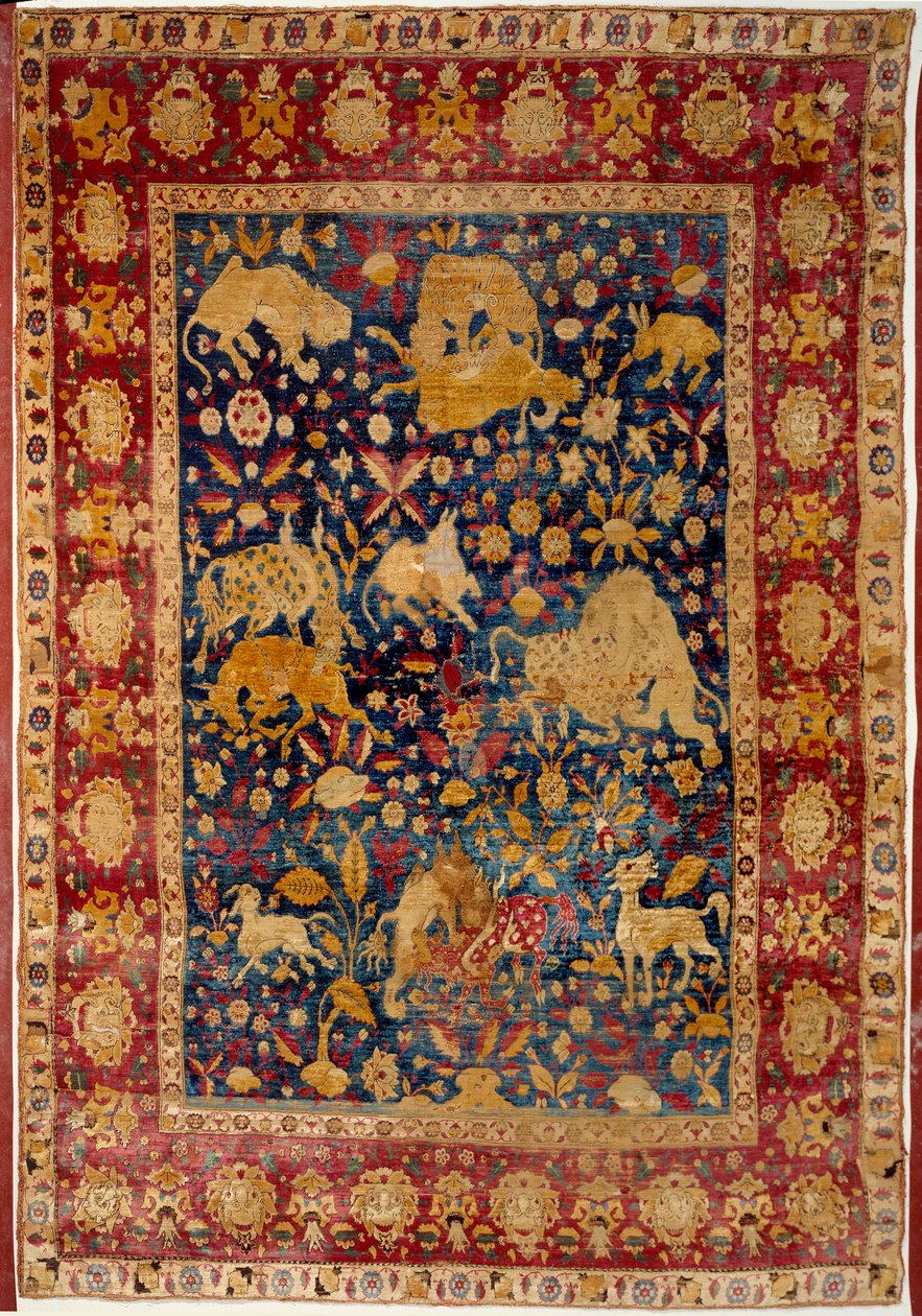 Arte islámico: alfombra de seda con decoración animal "Peytel". Hecha en Kashan. Siglo XVI París, Museo del Louvre de Islamic School
