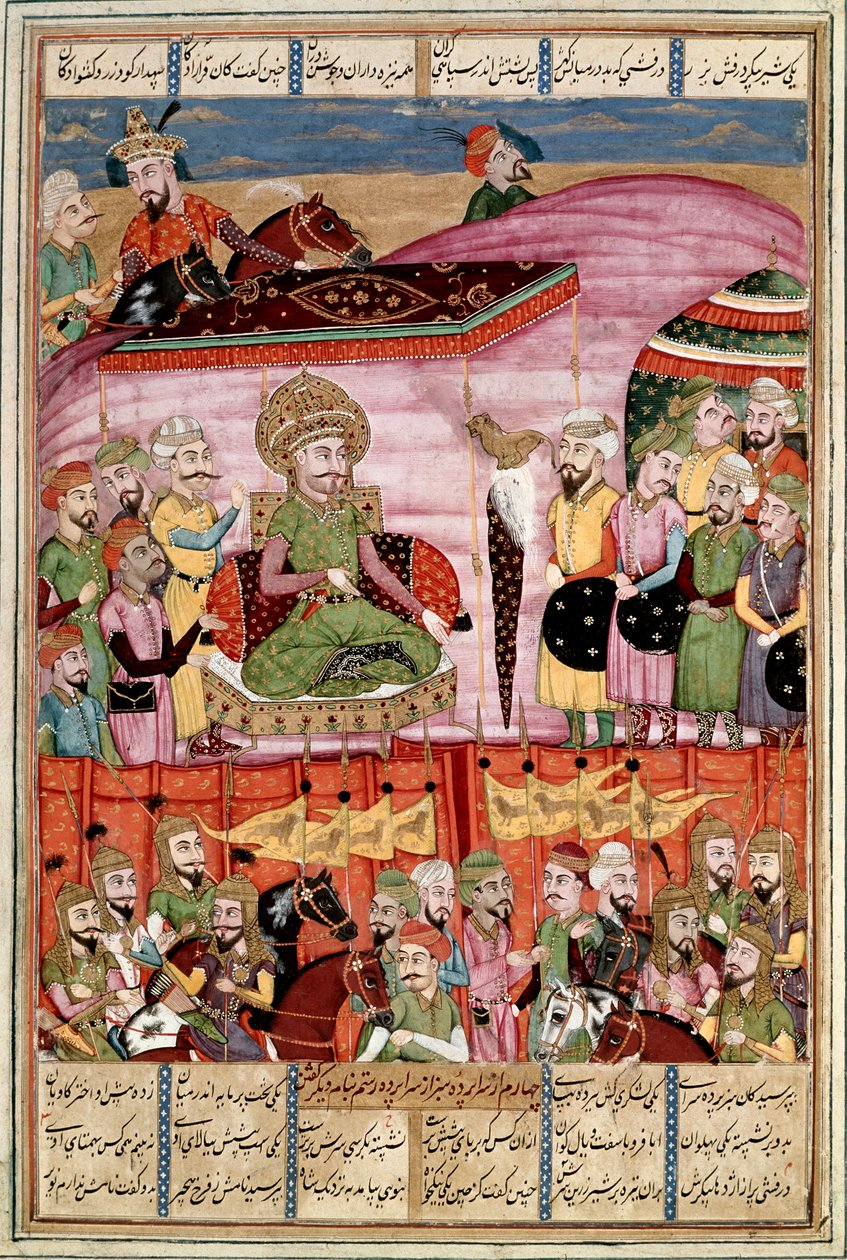 Arte islámico: “Sohrab (Saharab) se encuentra en la tienda de Roustam” Miniatura persa de un manuscrito del poema épico “Shahnameh” (Shah Nama, Shahnama) (Libro de los Reyes) de Ferdowsi (Firdawsi, o Ferdawsi, o Firdousi, ca. 940-1020) (ms. 607) de Islamic School