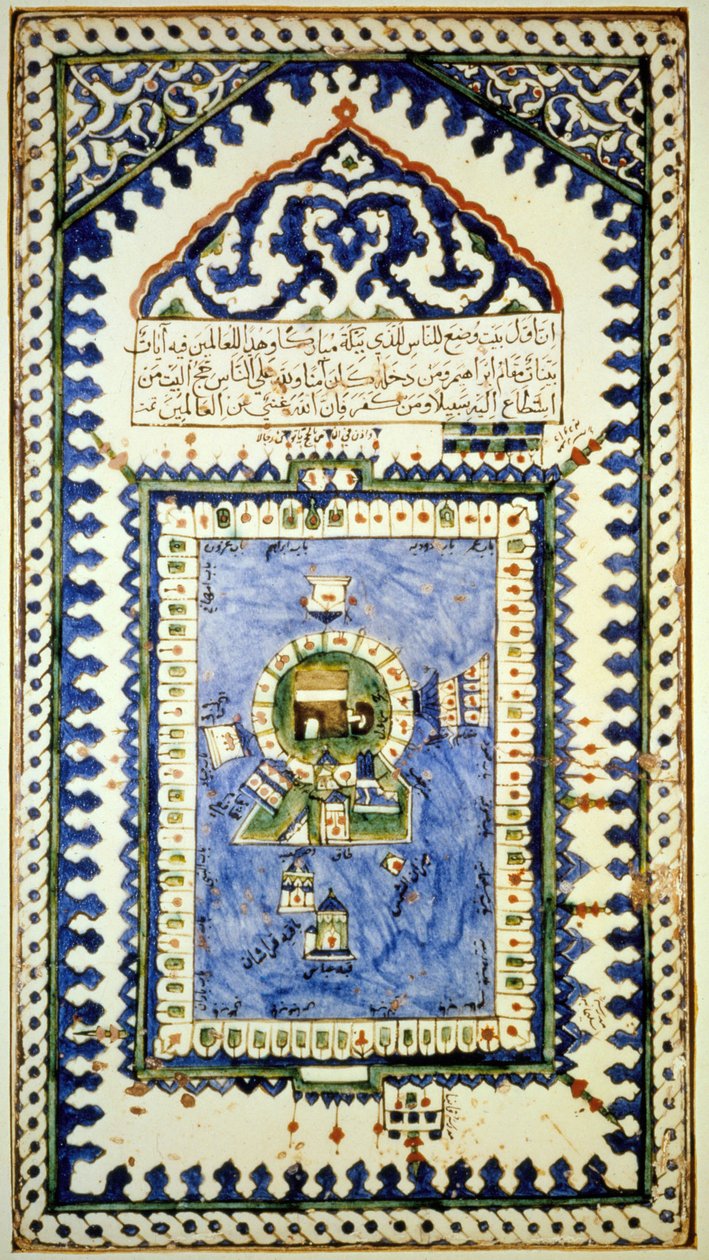 Mapa de La Meca - cerámica, Museo de Arte Musulmán de Estambul de Islamic School