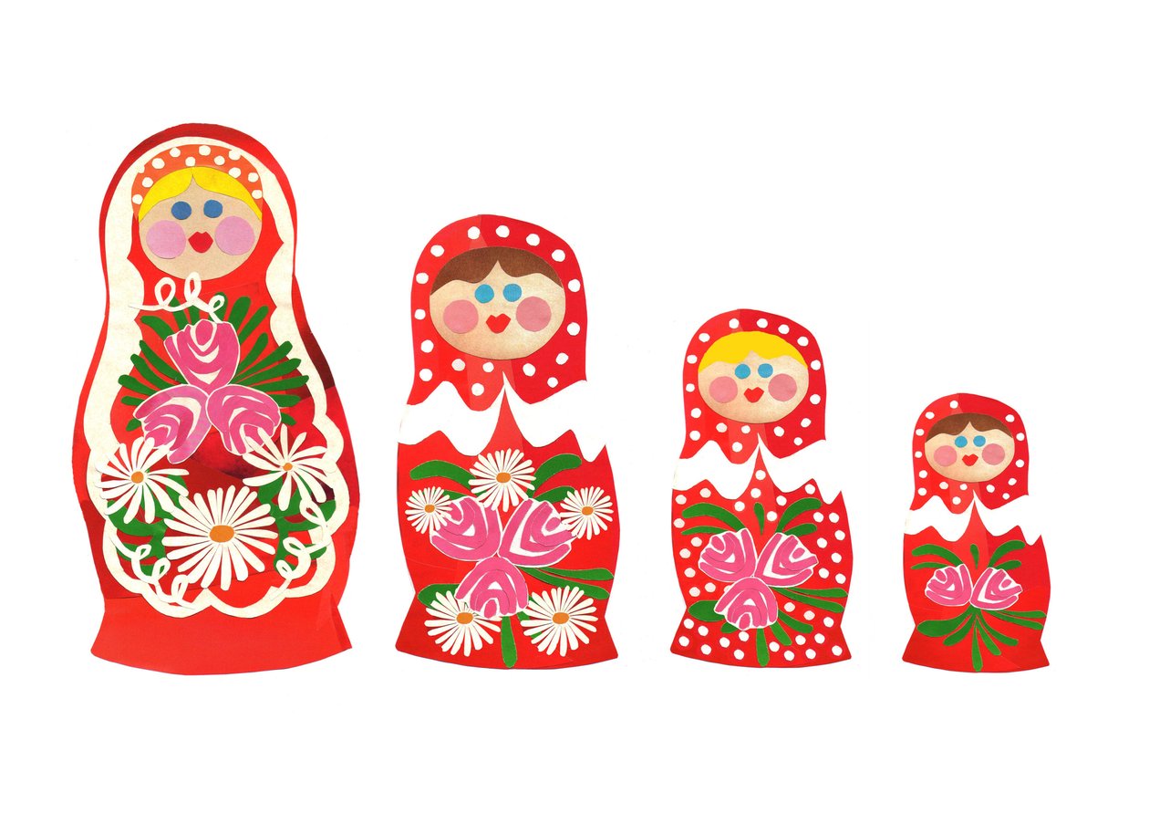 Muñecas rusas, 2014 (papel cortado) de Isobel Barber