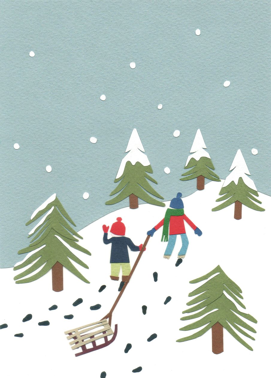 Trineo, 2014 (papel cortado) de Isobel Barber