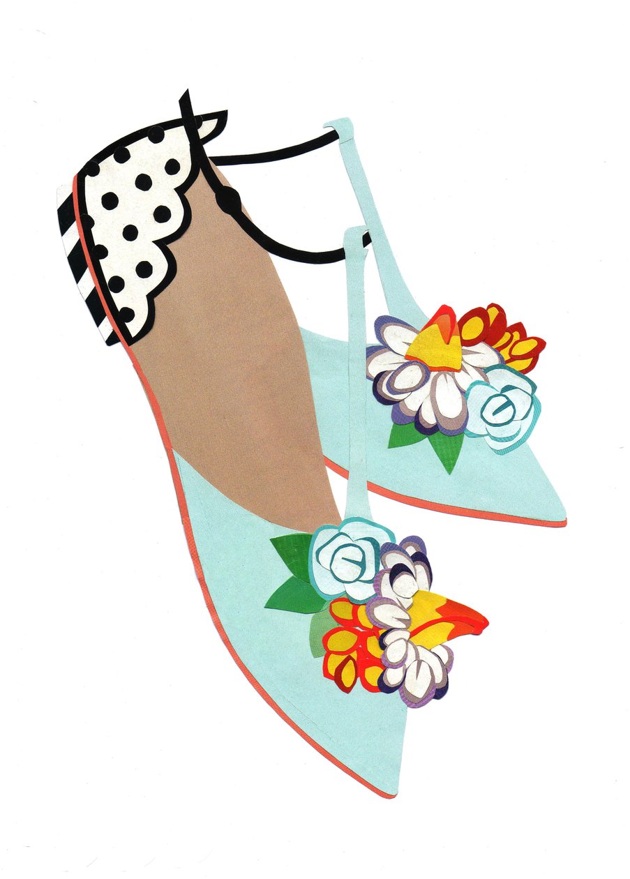 Sandalias de verano, 2014 (papel recortado) de Isobel Barber
