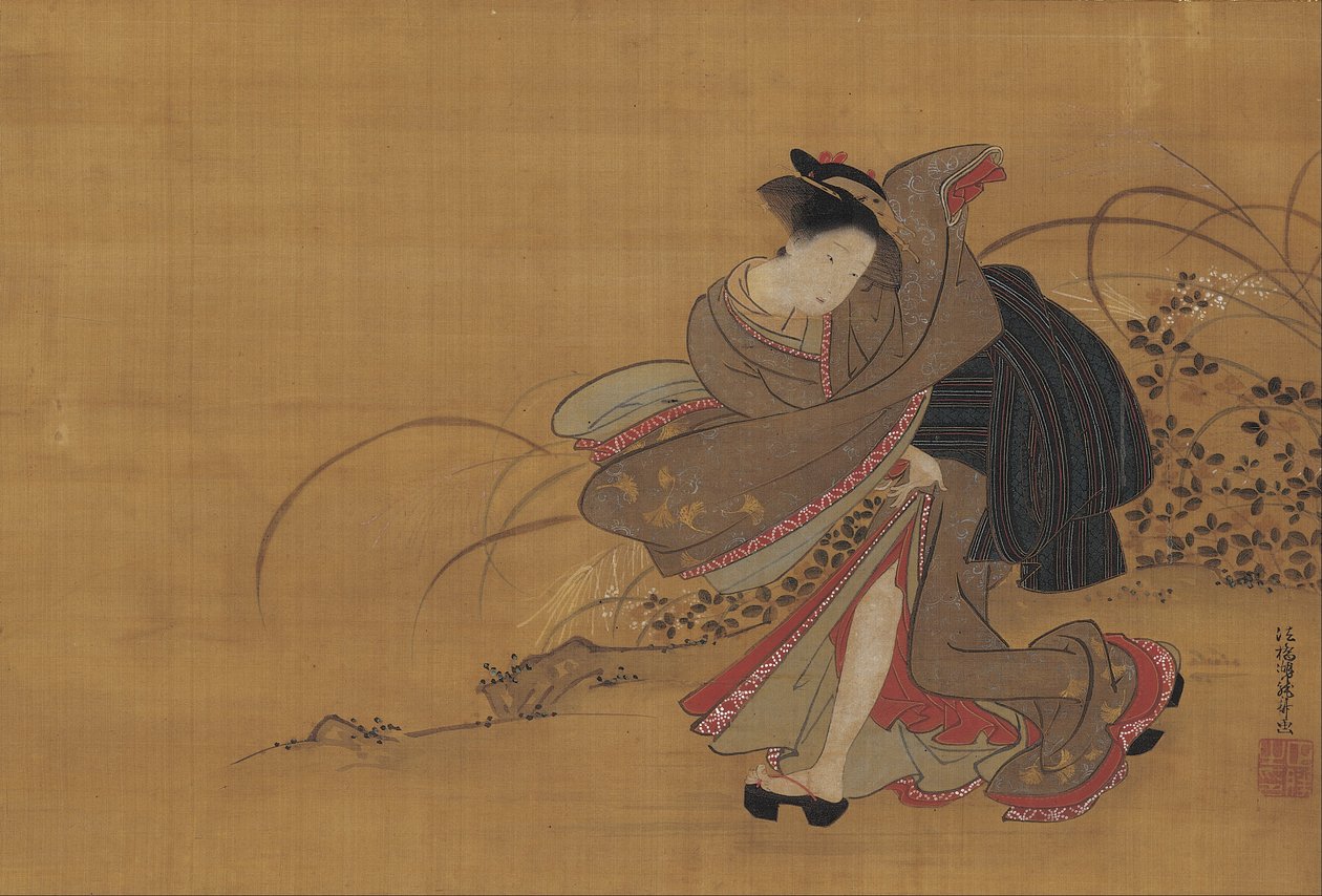 Belleza en un campo otoñal de Isoda Koryusai