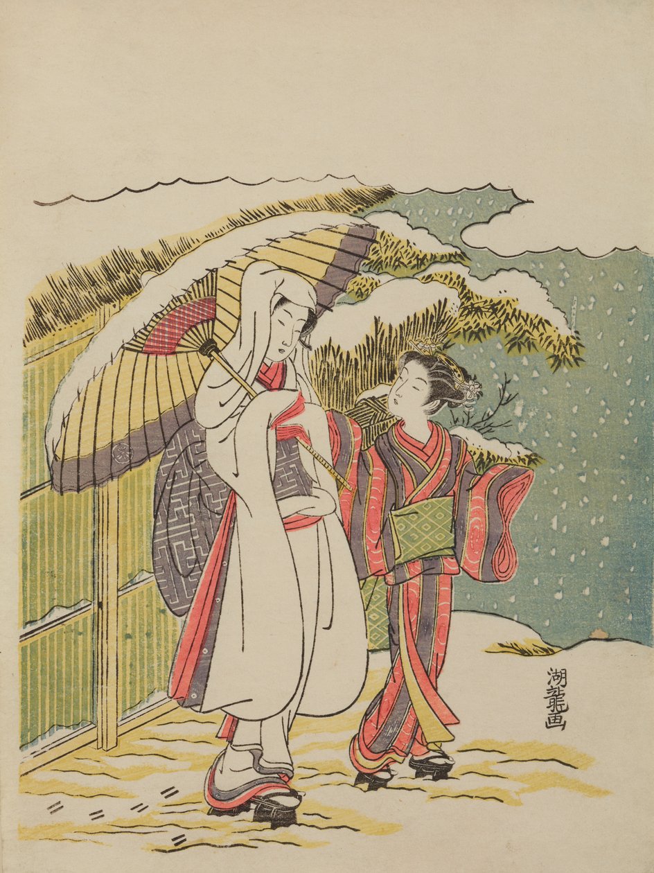 Muchacha con túnica blanca de Isoda Koryusai