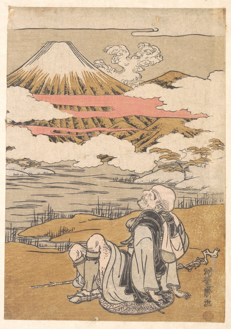 Saigyō contemplando el monte Fuji de Isoda Koryusai
