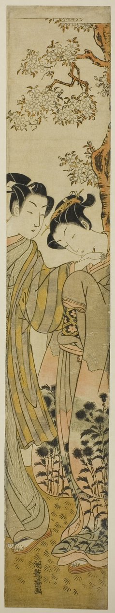 Amantes bajo un cerezo de Isoda Koryusai