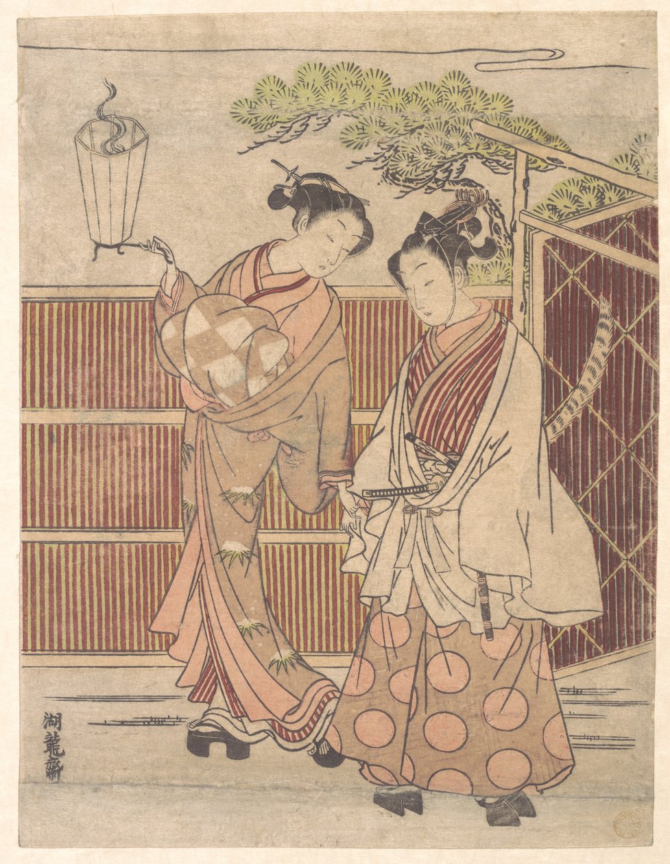 Reizei con una teshoku (linterna de mano) de Isoda Koryusai