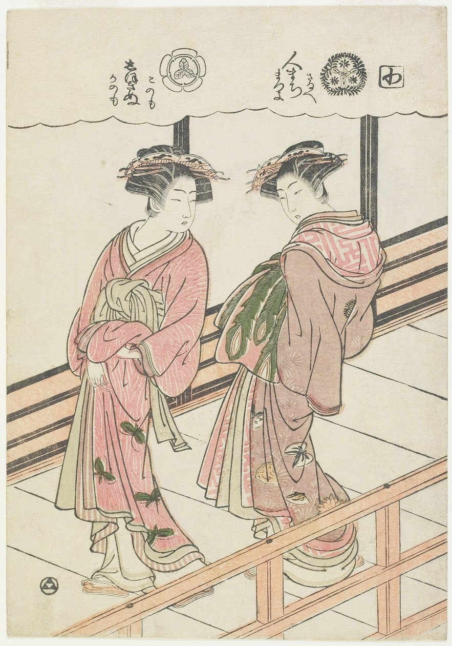Dos cortesanas en una veranda, 1777 de Isoda Koryusai
