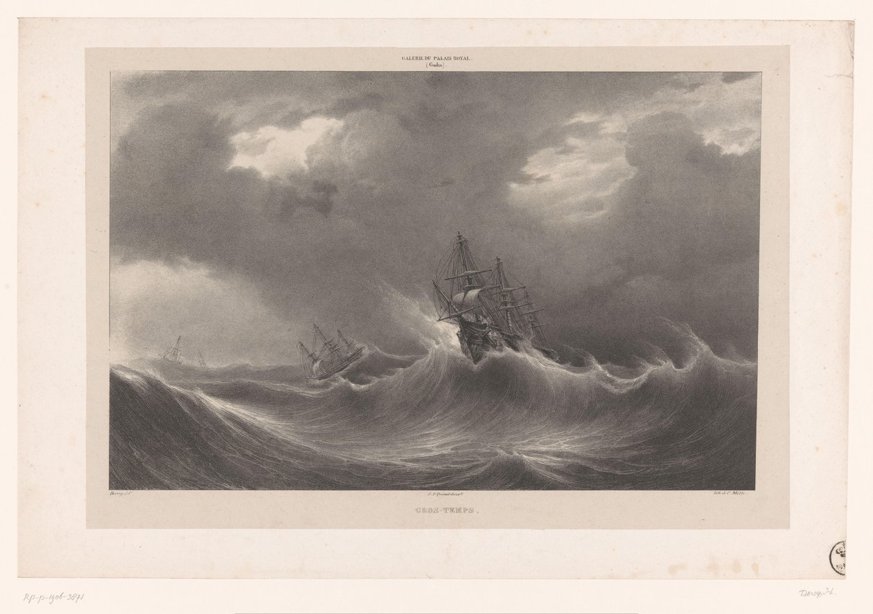 Barcos en alta mar
Gros-Temps (título en el objeto)
Cuadros de la colección del Palais Royal (título de la serie)
Galerie du Palais Royal (título de la serie en el objeto) de Isodore Laurent Deroy