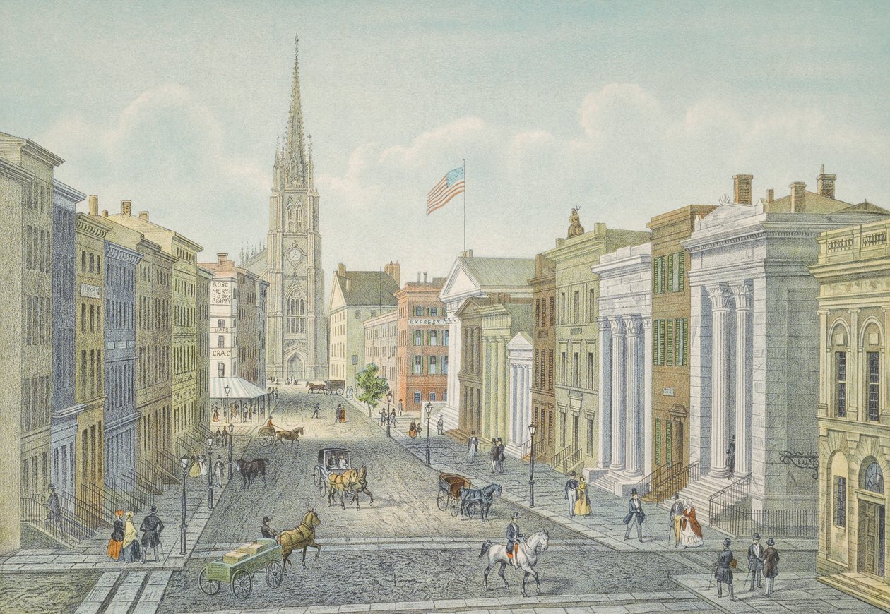 Wall Street, Nueva York en 1847 de Isodore Laurent Deroy
