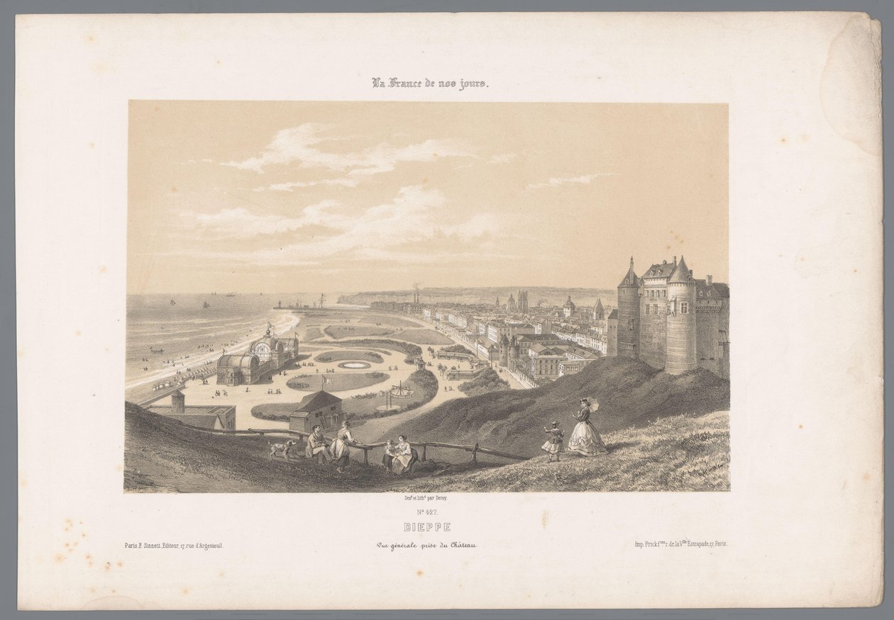 Vista de Dieppe desde el castillo
Dieppe. Vue générale prise du Château (título en el objeto)
Francia contemporánea (título de la serie)
La France de nos jours (título de la serie en el objeto) de Isodore Laurent Deroy