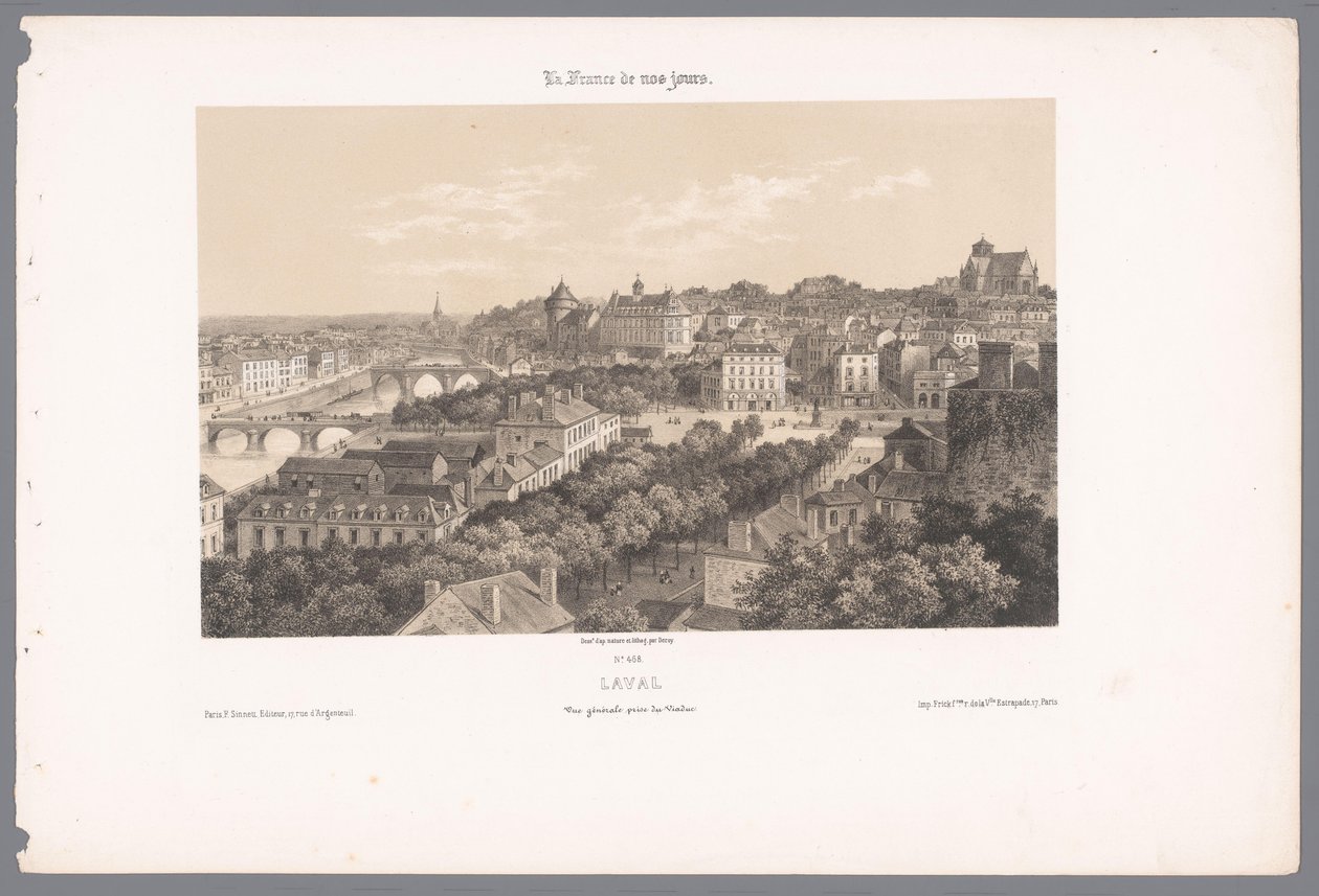 Vista de Laval desde el viaducto
Laval. Vue générale prise du Viaduc (título en el objeto)
Francia contemporánea (título de la serie)
La France de nos jours (título de la serie en el objeto) de Isodore Laurent Deroy