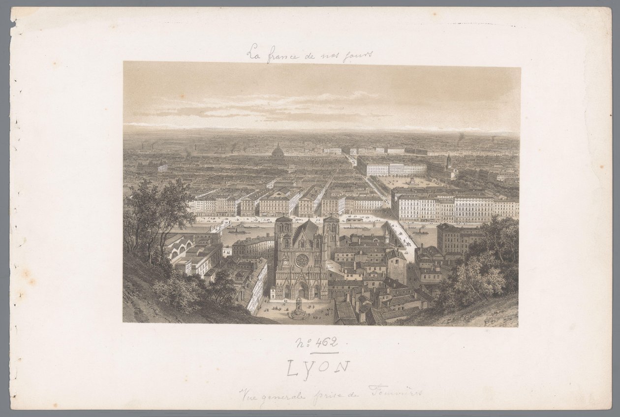 Zicht op Lyon en de kathedraal vanaf Fourvière Lyon. Vista general tomada desde Fourvières Hedendaags Frankrijk (título de la serie) Francia hoy en día (título de la serie) de Isodore Laurent Deroy