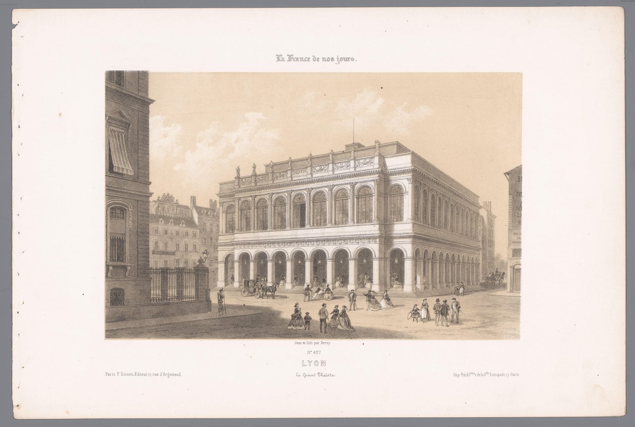 Vista de la Ópera de Lyon Lyon. Le Grand Theatre (título sobre objeto) Francia contemporánea (título de la serie) La France de nos jours (título de serie sobre objeto) de Isodore Laurent Deroy