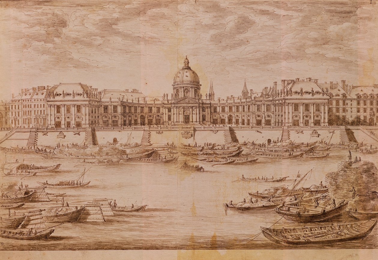 Vista en perspectiva del Colegio de las Cuatro Naciones (Palacio del Instituto) de Israël Silvestre the Younger