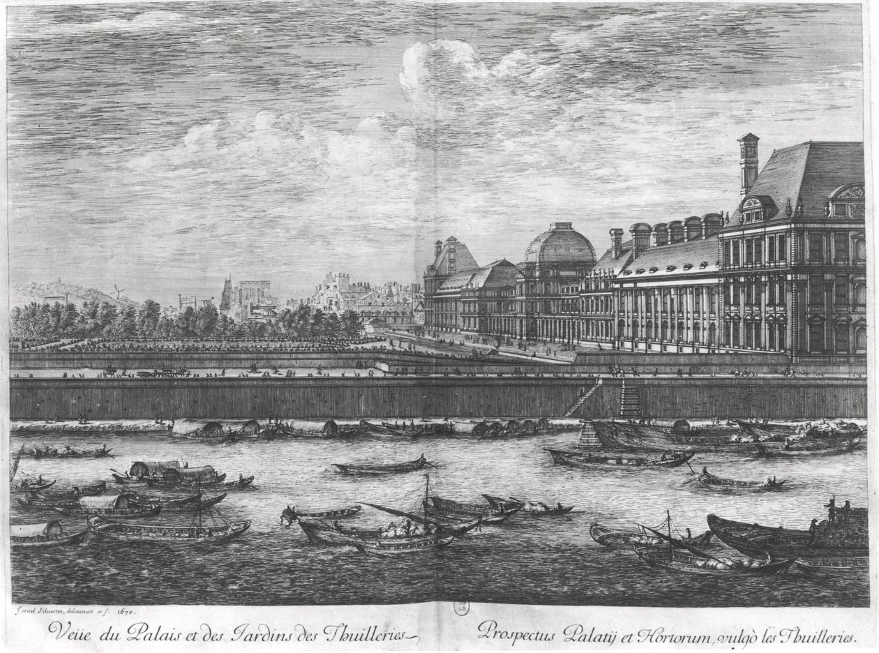 Vista del Palais des Tuileries y los jardines, 1670 de Israël Silvestre the Younger