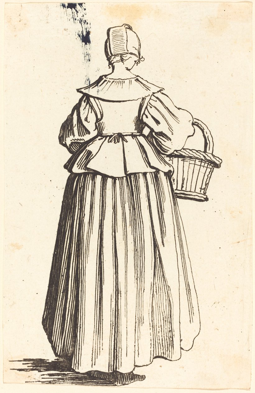 Campesina con cesta, vista desde atrás de Israel Henriet after Jacques Callot
