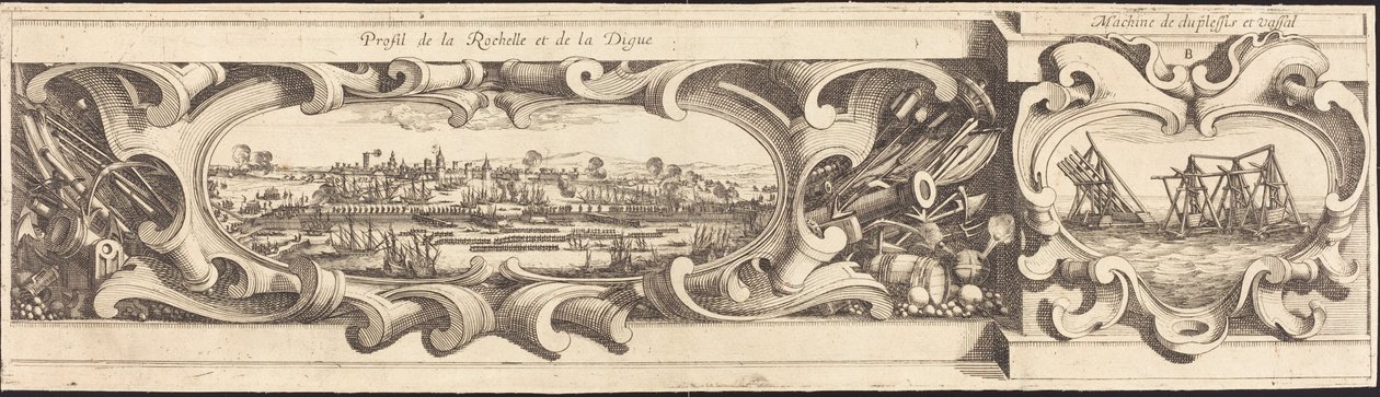 El sitio de La Rochelle [lámina 16 de 16; conjunto comprende 1952.8.97-112] de Israel Henriet or Abraham Bosse after Jacques Callot