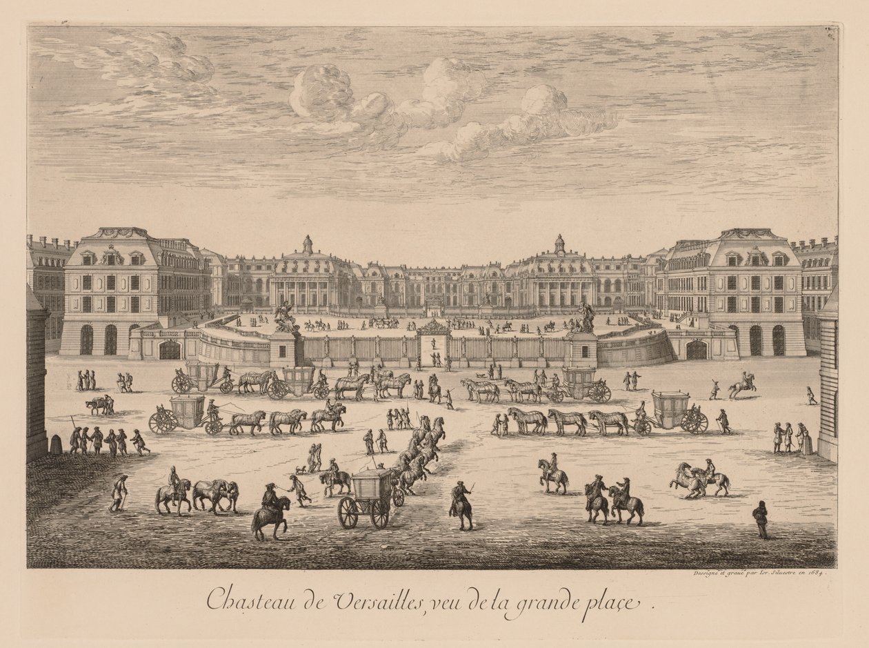 Vista del Palacio de Versalles, desde la plaza principal de Israël Silvestre