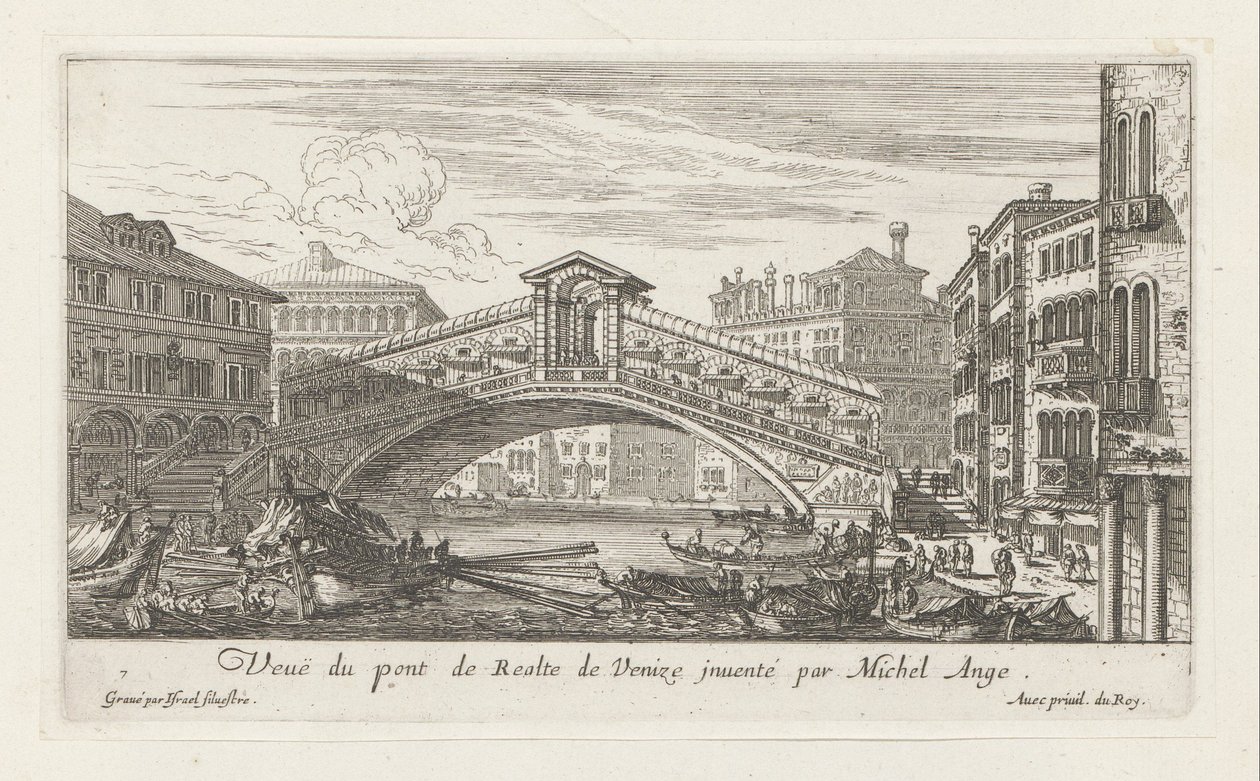 Vista del puente de Rialto y el Gran Canal, Venecia de Israël Silvestre