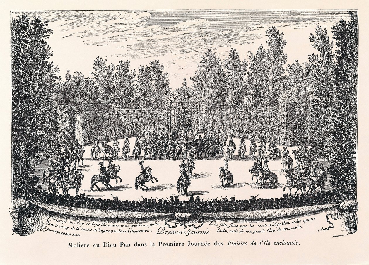 Molière en Dios Pan, Ilustración de "Los placeres de la Isla encantada" de Jean Baptiste Poquelin llamado MOLIÈRE (1622-1673) de Israel the Younger Silvestre